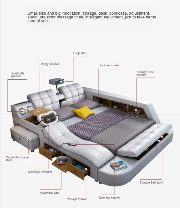 Multifunctional Smart Bed with Integrated Projector – Ultimate Comfort & Technology