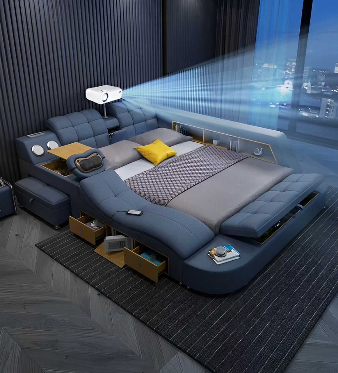 Multifunctional Smart Bed with Integrated Projector – Ultimate Comfort & Technology